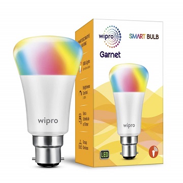 Wipro Garnet Smart Light 7W B22 LED Bulb, Compatible with Amazon Alexa & Google Assistant