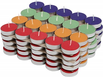 Solimo Colored Wax Tealight Candles (Set of 100, Unscented)
