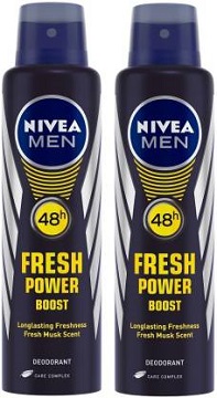 Nivea Men Fresh Power Boost Deodorant Spray – For Men  (300 ml, Pack of 2)