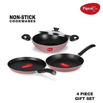 Pigeon by Stovekraft Basics Aluminium Nonstick Cookware, Set of 3