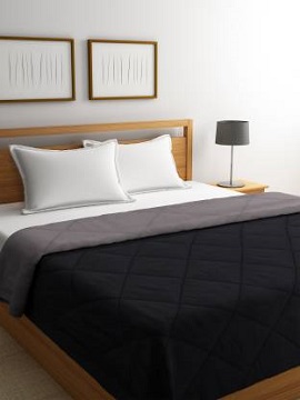 Bombay Dyeing Solid Double Comforter  (Polyester, Black, Grey)