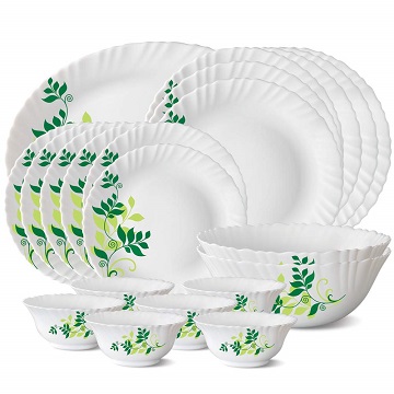 Larah by Borosil Fern Opalware Dinner Set, 21-Pieces