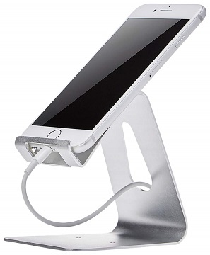 AmazonBasics Cell Phone Stand | Silver Aluminium