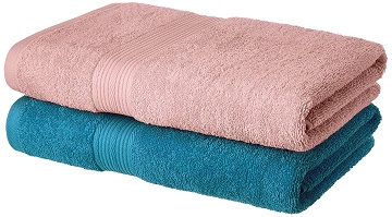 Amazon Brand – Solimo 100% Cotton 2 Piece Bath Towel Set, 500 GSM