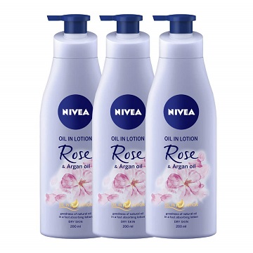 NIVEA Oil-In Lotion Rose And Argan Oil, 200ml (Pack of 3)