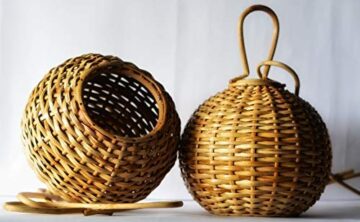 Crafty Nation Handmade Hanging Bamboo Ceiling Lamp (Burnish Brown) – Set of 2