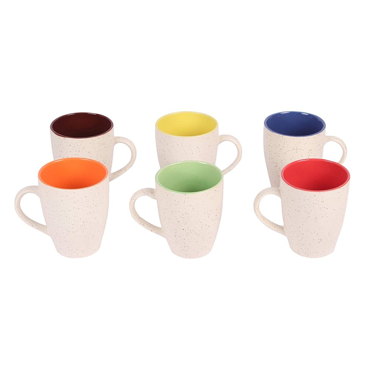 Anwaliya Edesia Series Ceramic Coffee Mugs – 6 Pieces, Marble White, 250 ML
