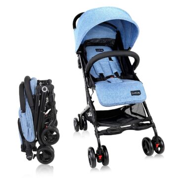 Luvlap Cruze Stroller Pram with Compact Tri-fold, Blue