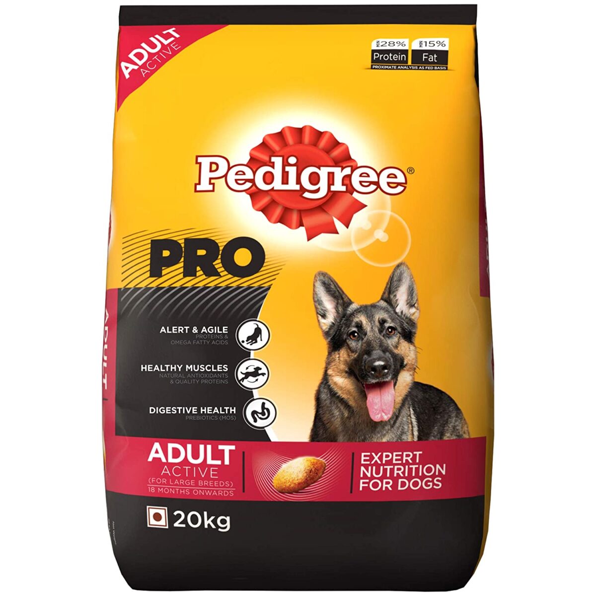 Pedigree PRO Expert Nutrition Active Adult Large Breed Dogs (18 Months Onwards) Dry Dog Food 20kg Pack