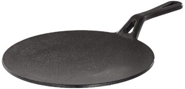 Solimo Pre-Seasoned Cast Iron Roti Tawa with Handle, 10 Inches (25 cm)