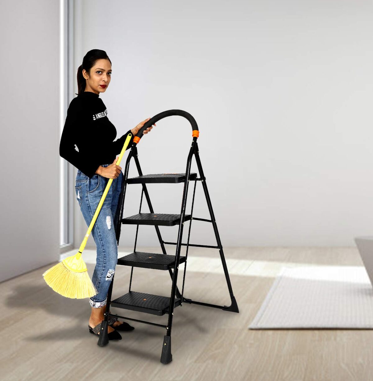Happer Premium Foldable Step Ladder, Clamber, 4 Steps