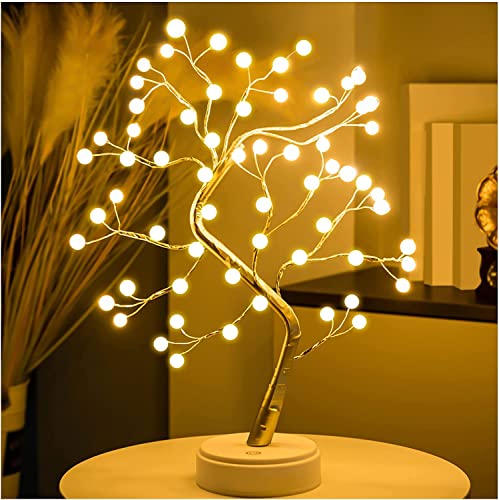 Refulgix Led Tabletop Bonsai Tree Light Touch Switch Diy Artificial Light Tree Lamp Decoration Festival Holiday Battery/Usb Operated (Pearl Node Lamp, Plastic, Pack Of 1)